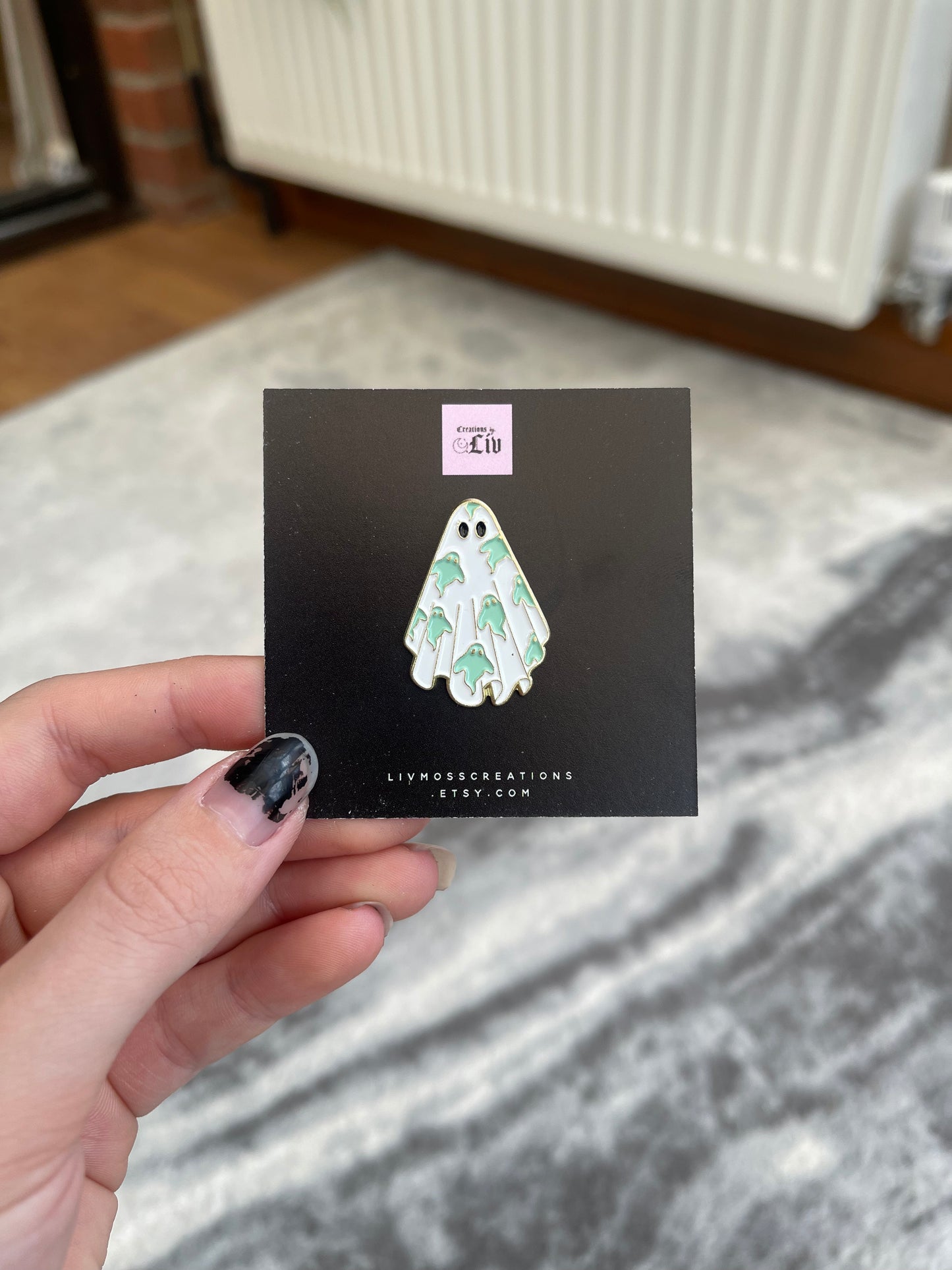 Ghost Patterned Ghost Enamel Pin