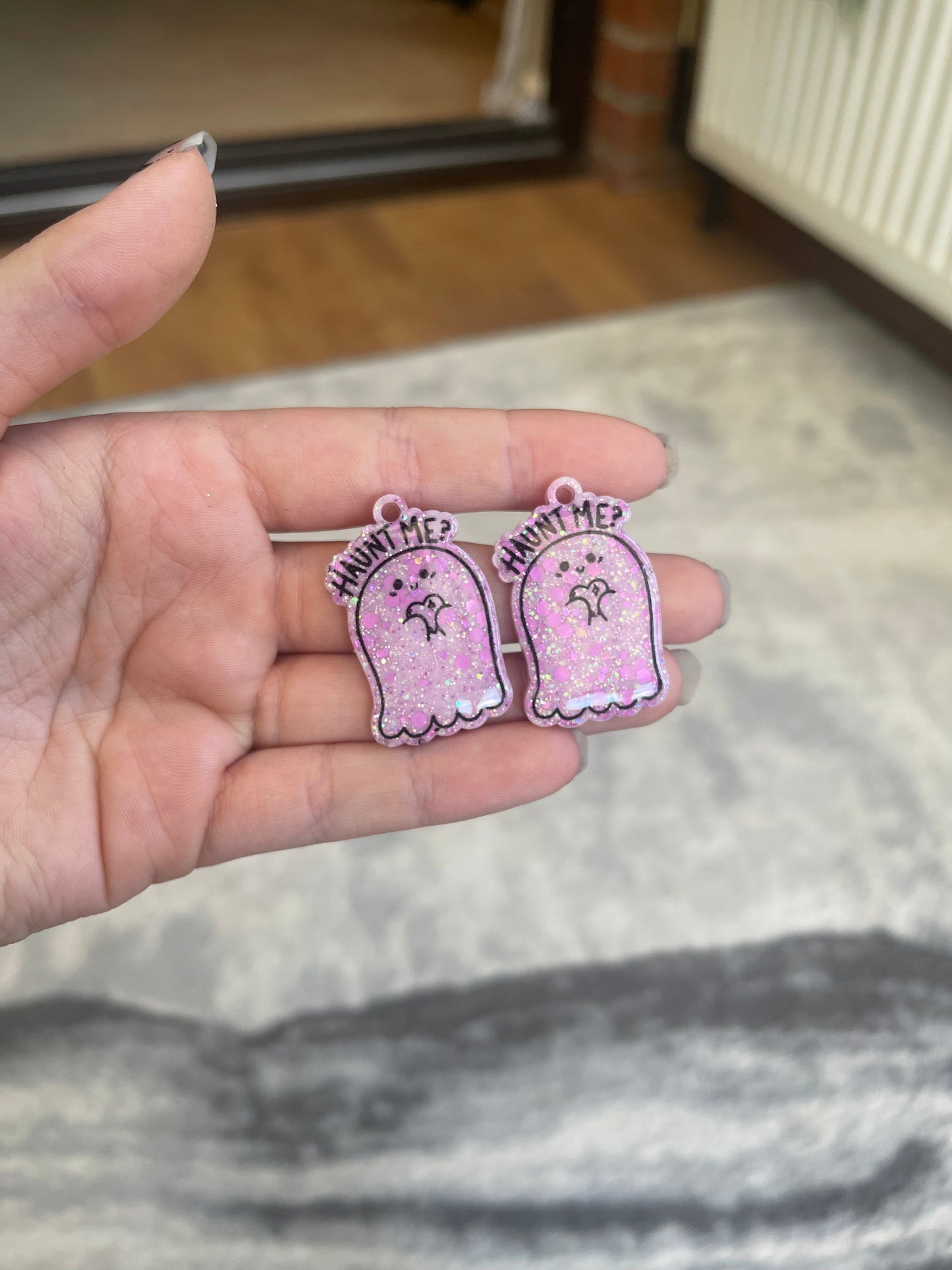 Pink Haunt Me Ghost Earrings