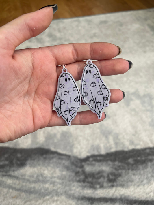 Lilac Pumpkin Ghost Earrings