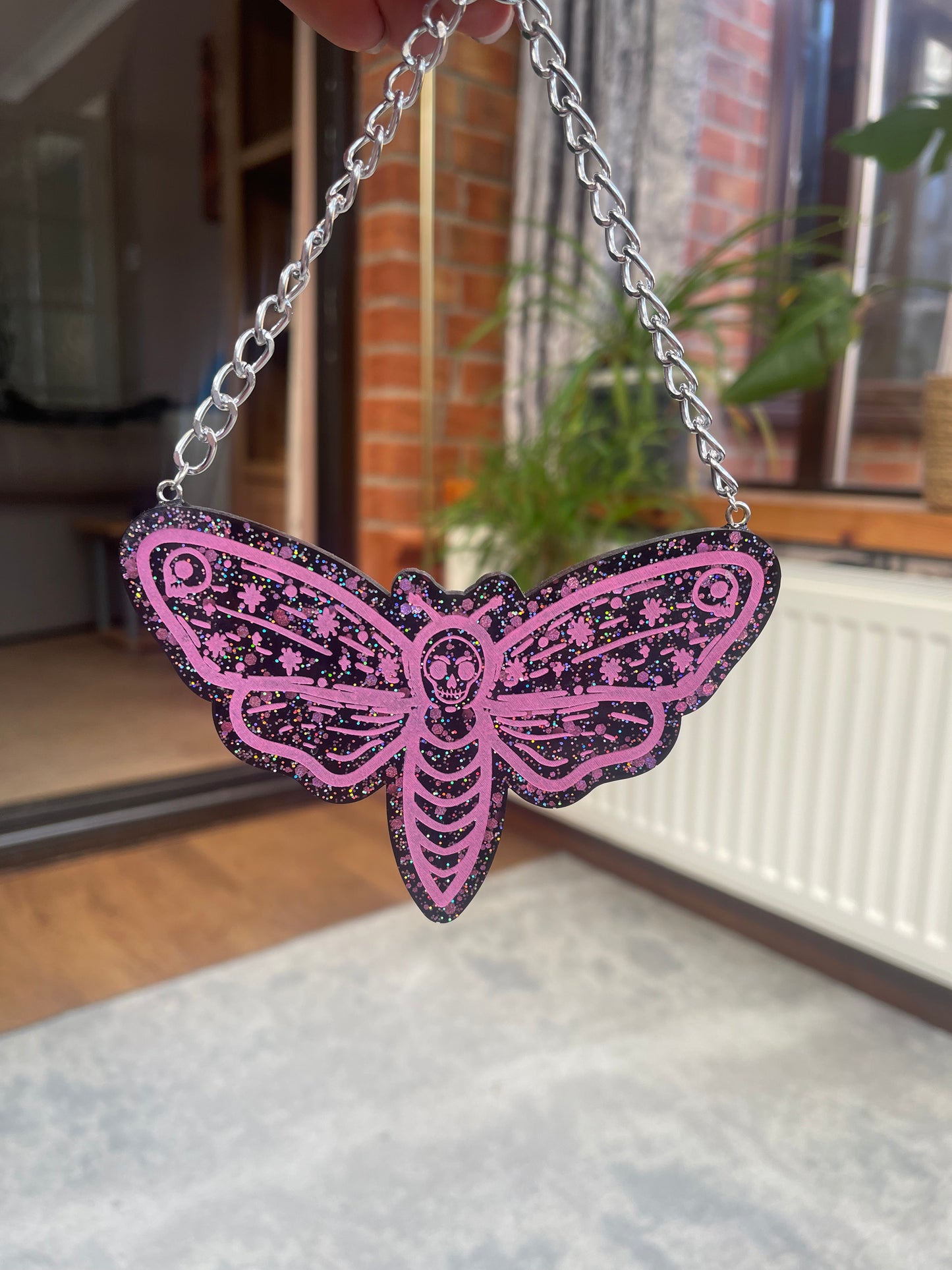 Black and Pink Death Moth Wall Hanging