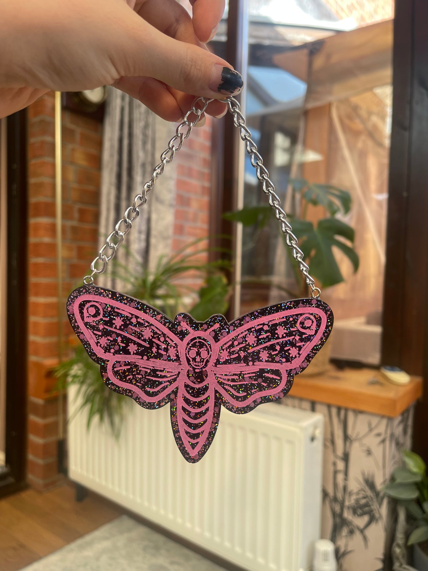 Black and Pink Death Moth Wall Hanging